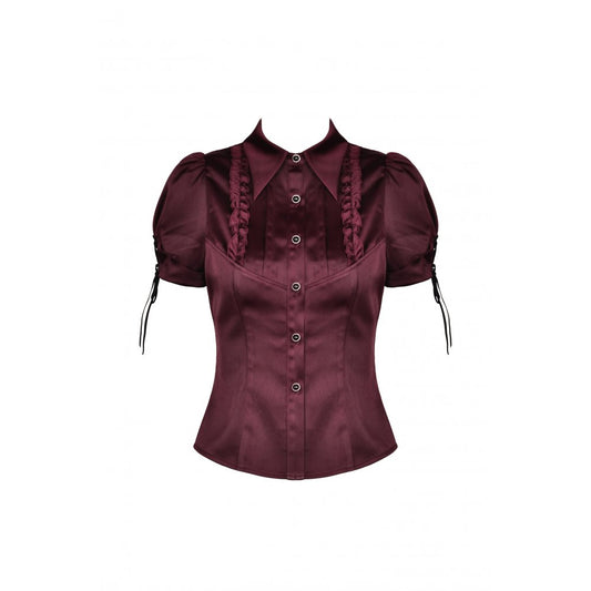 Dark In Love: Goth Wine Red Elegant Blouse