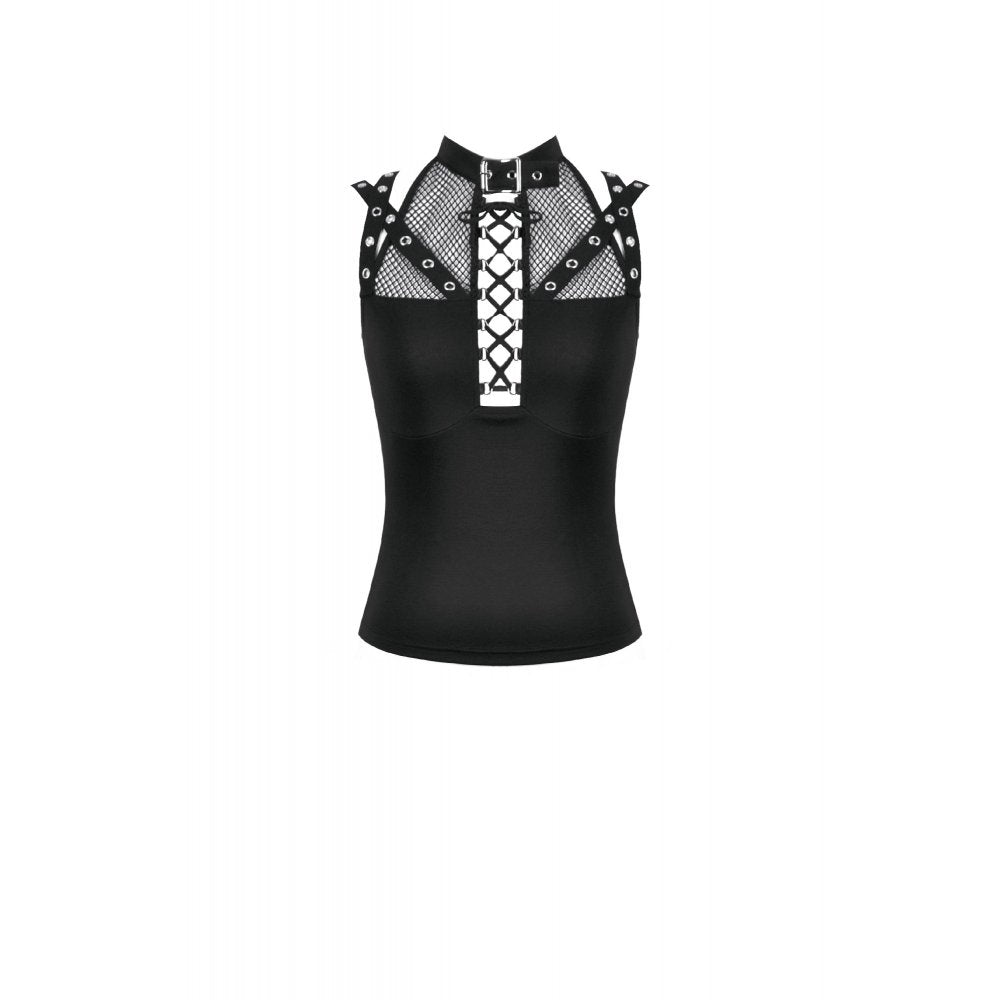 Dark In Love: Punk Mesh Strap Lace-Up Top