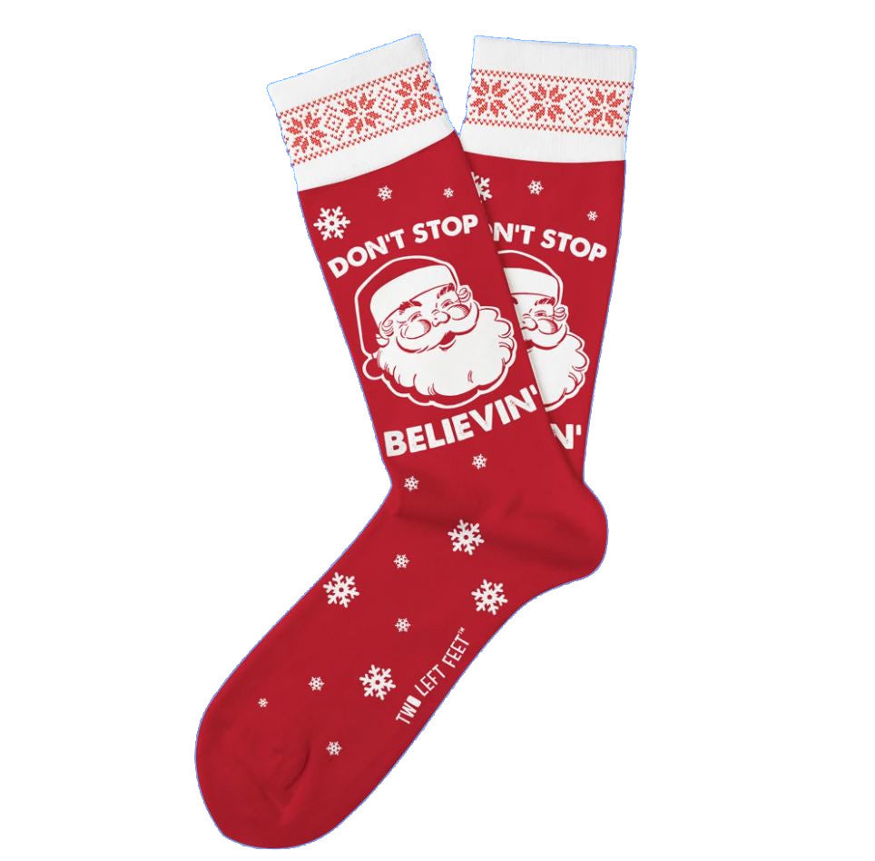 Two Left Feet: Don't Stop Believin' Holiday Socks LG
