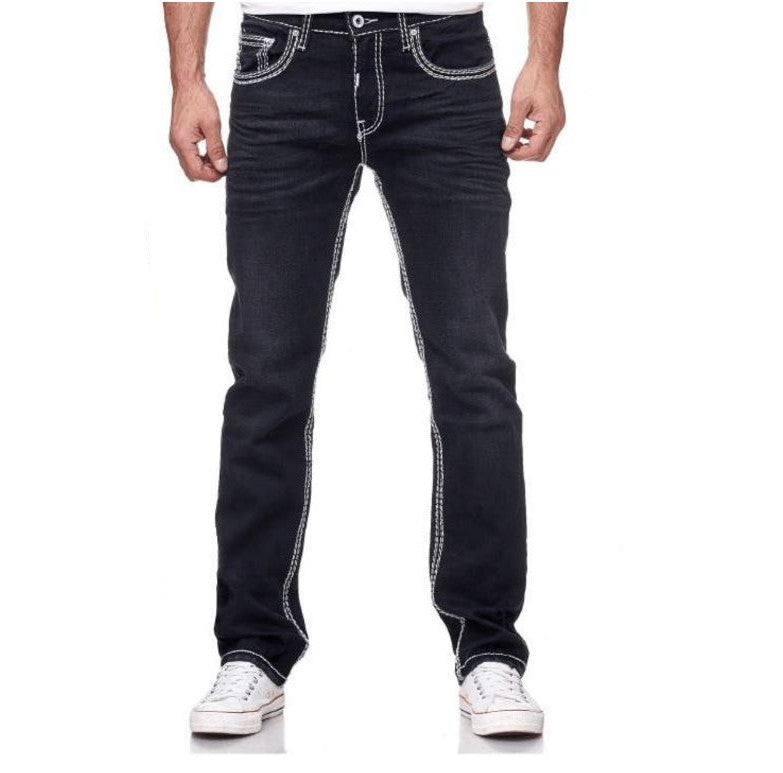 Rusty Neal: Levin-7 Stitch Embroidered Black Denim