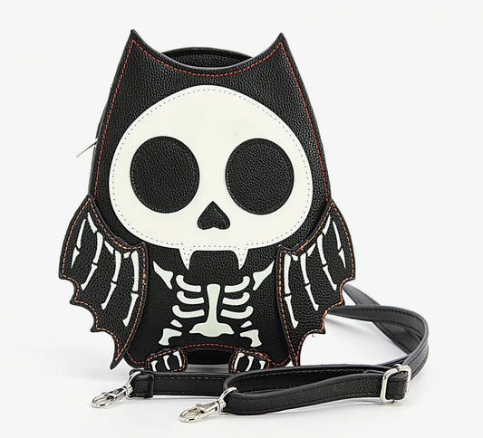 Comeco: Glow In Dark Dark Skeleton Bat Shoulder Bag