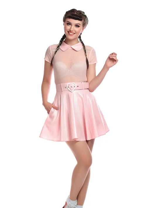 Lindy: Adore Glitter Pink Skater Dress