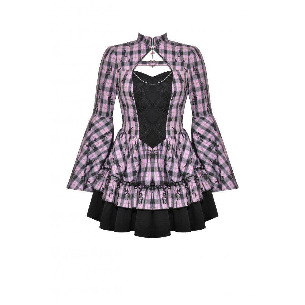 Dark In Love: Pink Butterfly Doll Bell-Sleeve Dress