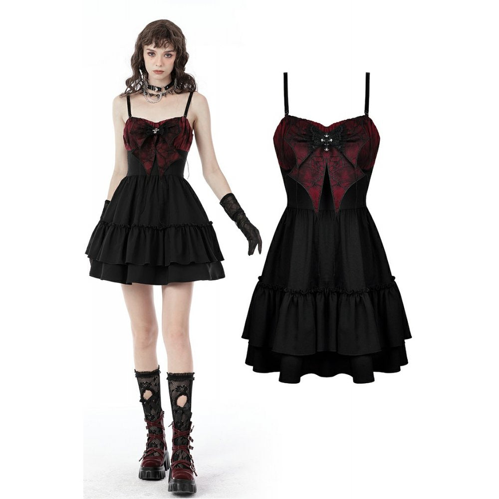 Dark In Love: Black w/ Red Gothic Spider Bow Dress