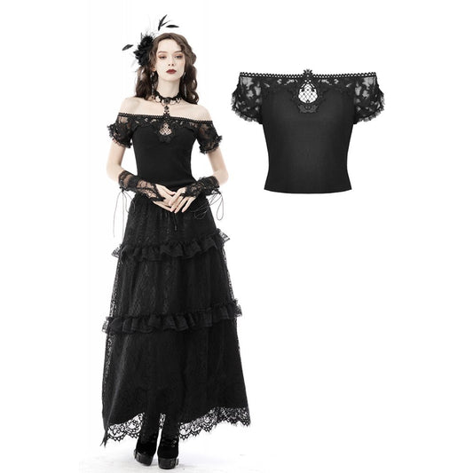Dark In Love: Black Gothic Off-Shoulder Lace Top