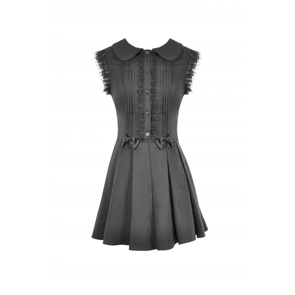 Dark In Love: Charming Sleeveless Pleated w/Bowtie Dress
