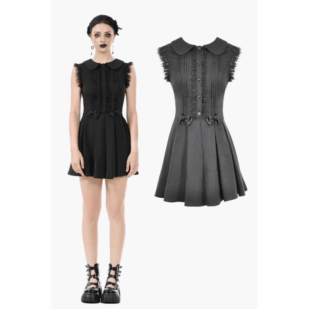 Dark In Love: Charming Sleeveless Pleated w/Bowtie Dress