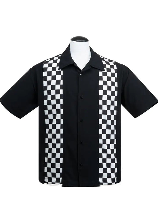 Steady: Checkered Mini Panel Button Up Tee