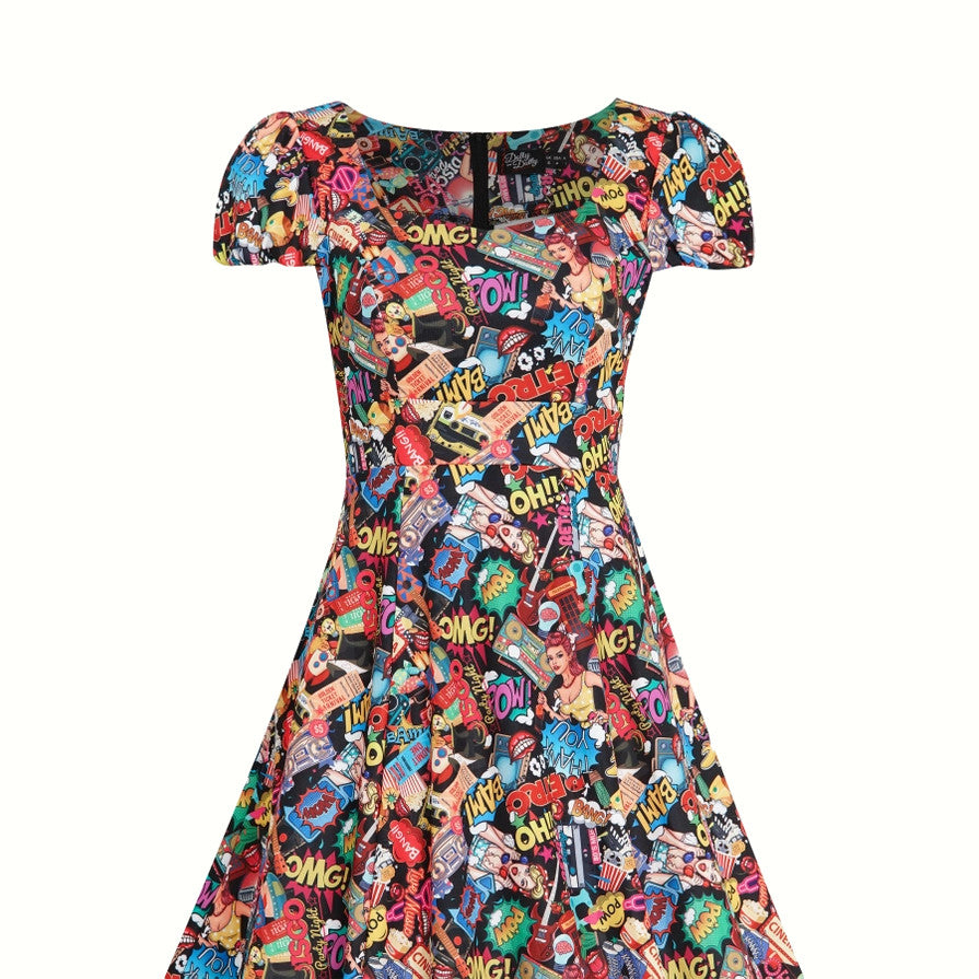Dolly&Dotty: Comic Print Dress- Claudia