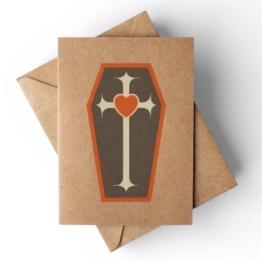 Cryptic: Brown Goth Coffin Valentines Day Card