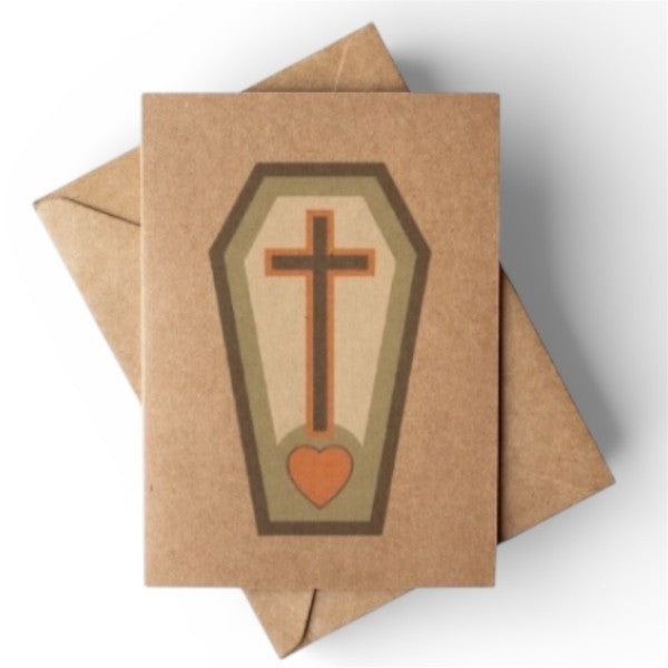 Cryptic: Brown Goth Coffin Valentines Day Card