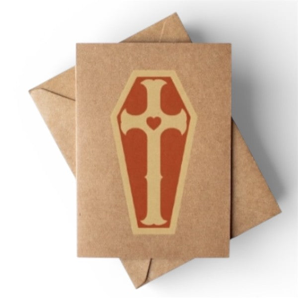 Cryptic: Brown Goth Coffin Valentines Day Card