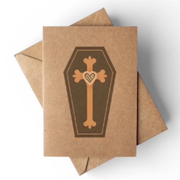 Cryptic: Brown Goth Coffin Valentines Day Card