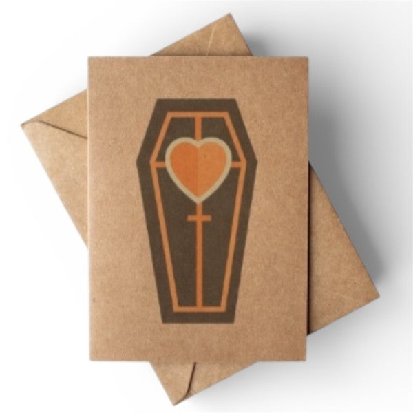 Cryptic: Brown Goth Coffin Valentines Day Card
