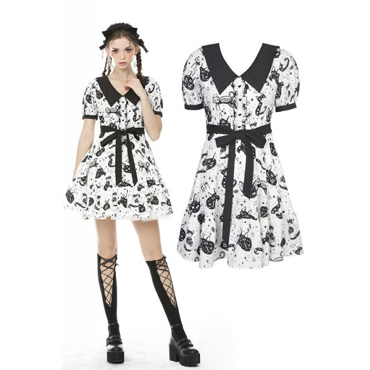 Dark In Love: Magic Cat Printed Dress