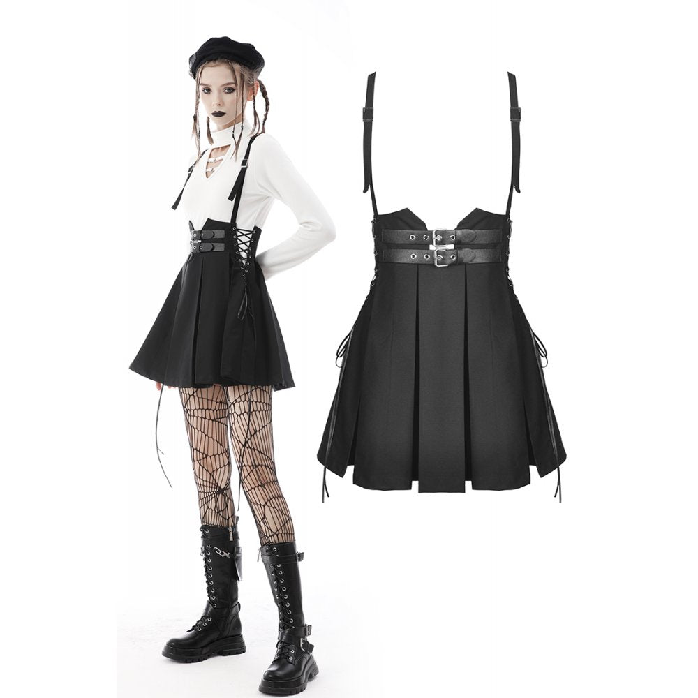 Dark In Love: Side Lacing Pleated Pinafore
