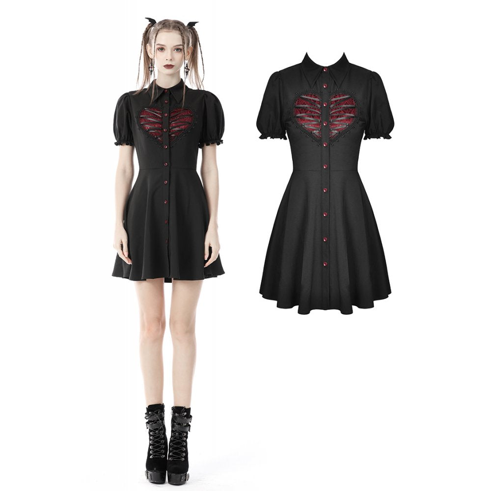 Dark In Love: Red Rope Heart  Button-up Dress