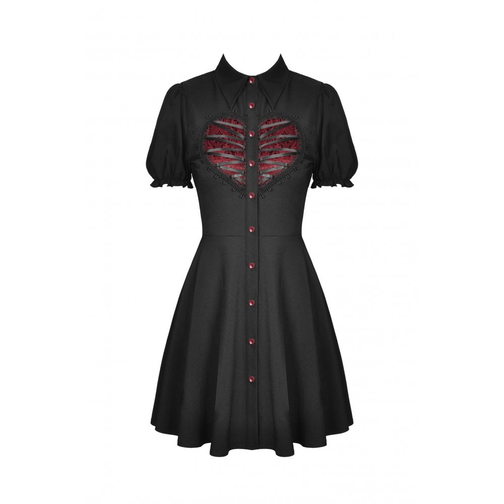 Dark In Love: Red Rope Heart  Button-up Dress