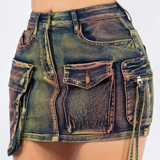 Bazi: Multicoloured Denim Mini Skirt