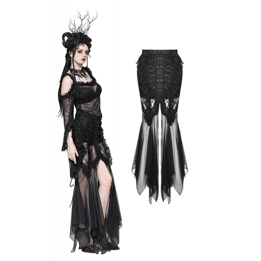 Dark In Love: Gothic Lace & Mesh Mermaid Skirt