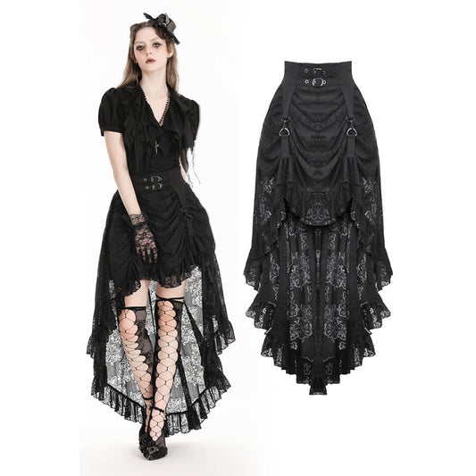 Dark In Love: Goth Princess Lace Black Hi-Low Skirt
