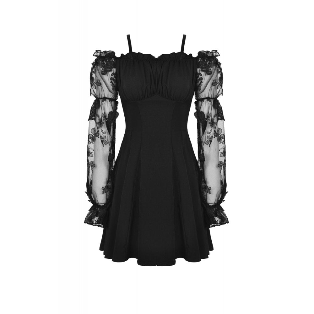Dark In Love: Black Goth Lace Off-Shoulder Dress