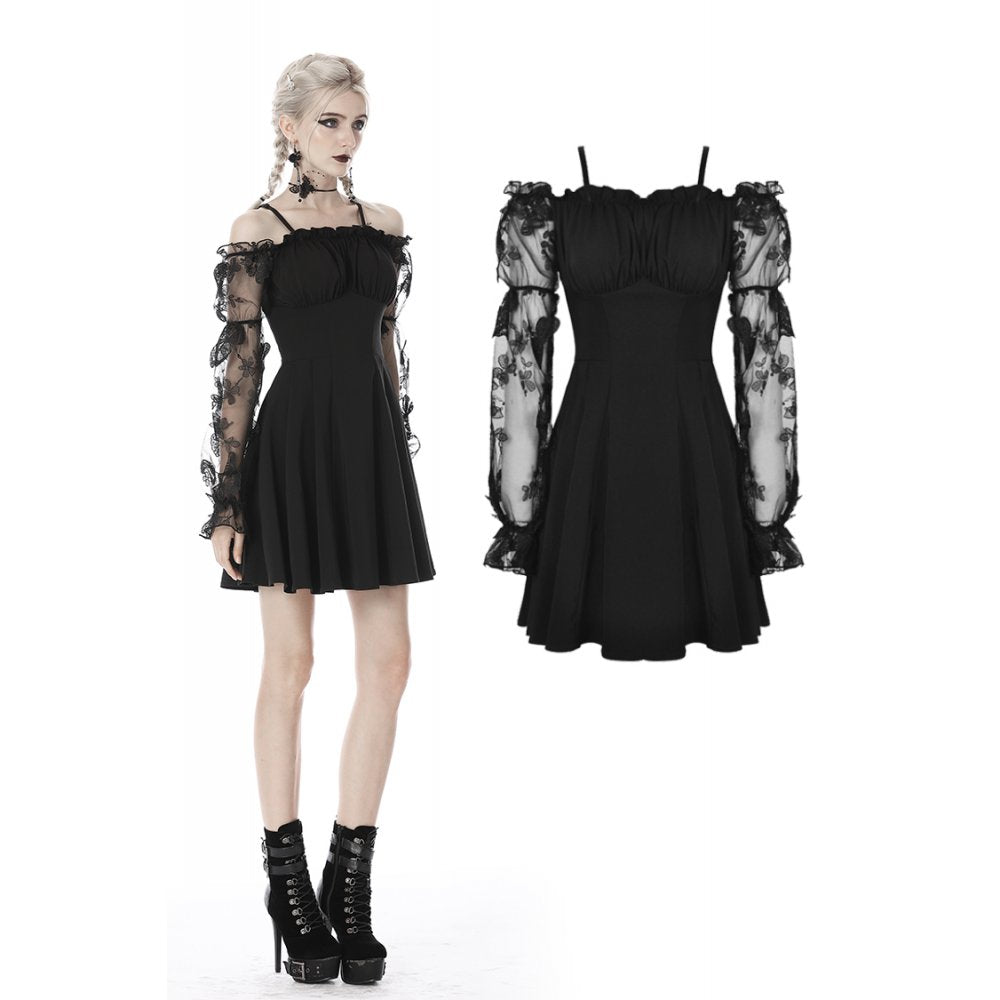Dark In Love: Black Goth Lace Off-Shoulder Dress
