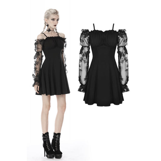 Dark In Love: Black Goth Lace Off-Shoulder Dress