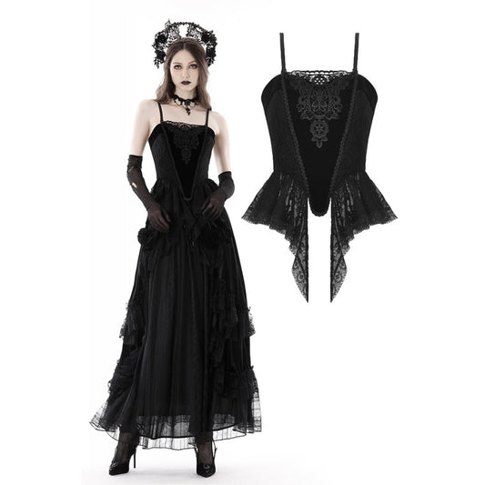 Dark In Love: Vintage Goth Velvet Strap Corset Top