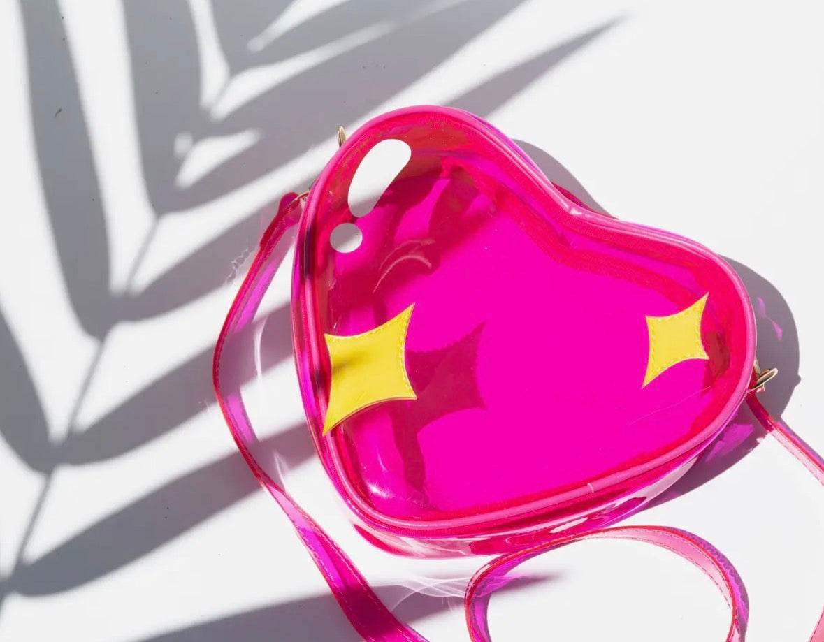 Bewaltz: Jelly Transparent Sparkly Heart Handbag