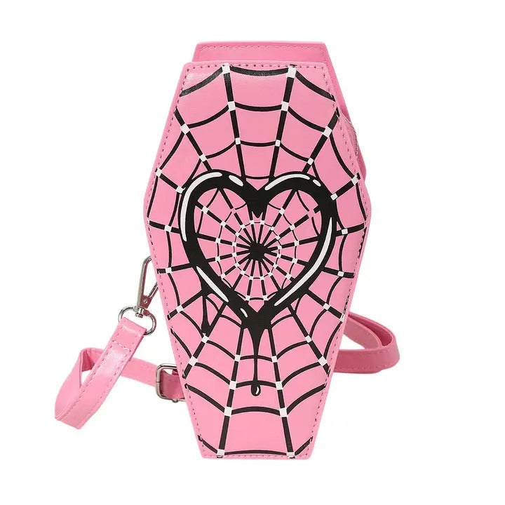 Sensibling: Pink Gothic Heart Spiderweb Coffin Bag