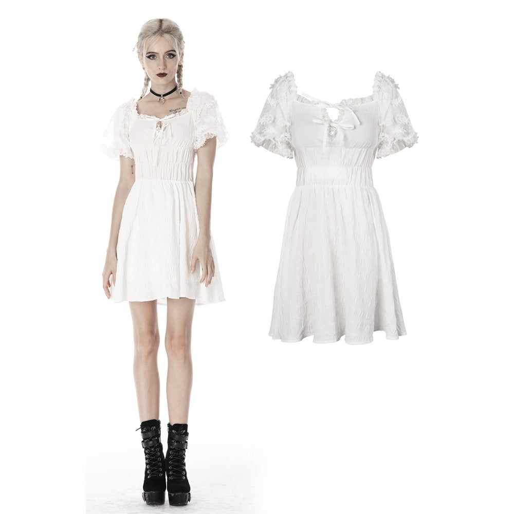 Dark In Love: White Lolita Puff Sleeved Dress