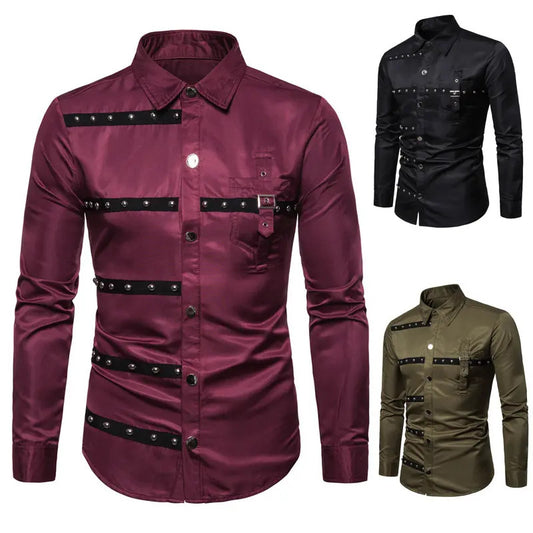 Salina: Retro Gothic Studded Long Sleeve Shirt