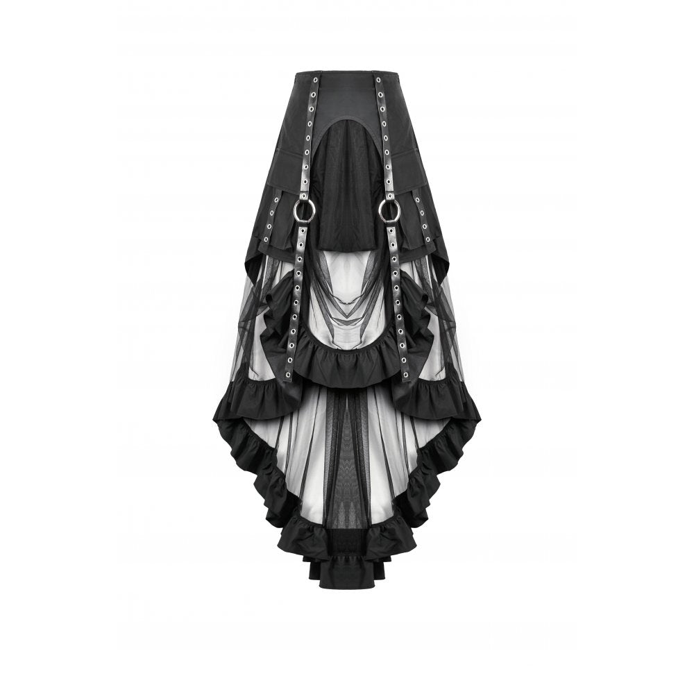 Dark In Love: Metal Studded Mesh High-Low Skirt w/Pockets