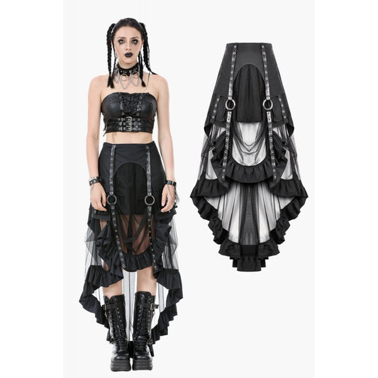 Dark In Love: Metal Studded Mesh High-Low Skirt w/Pockets