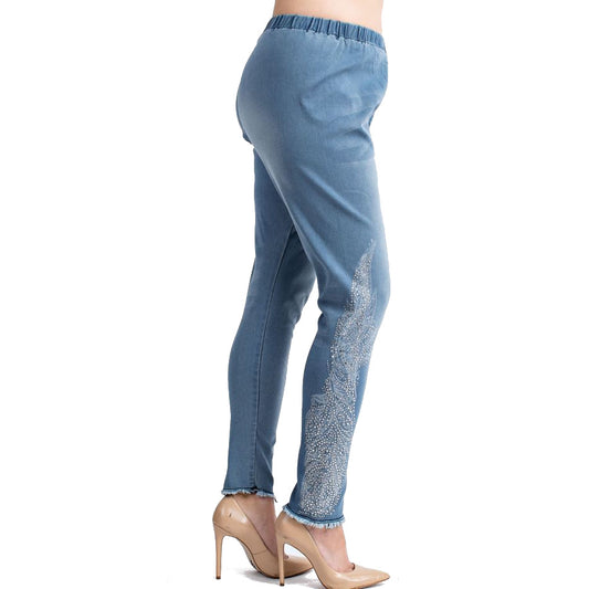 Vocal: Sequined Denim Jeggings Plus Size