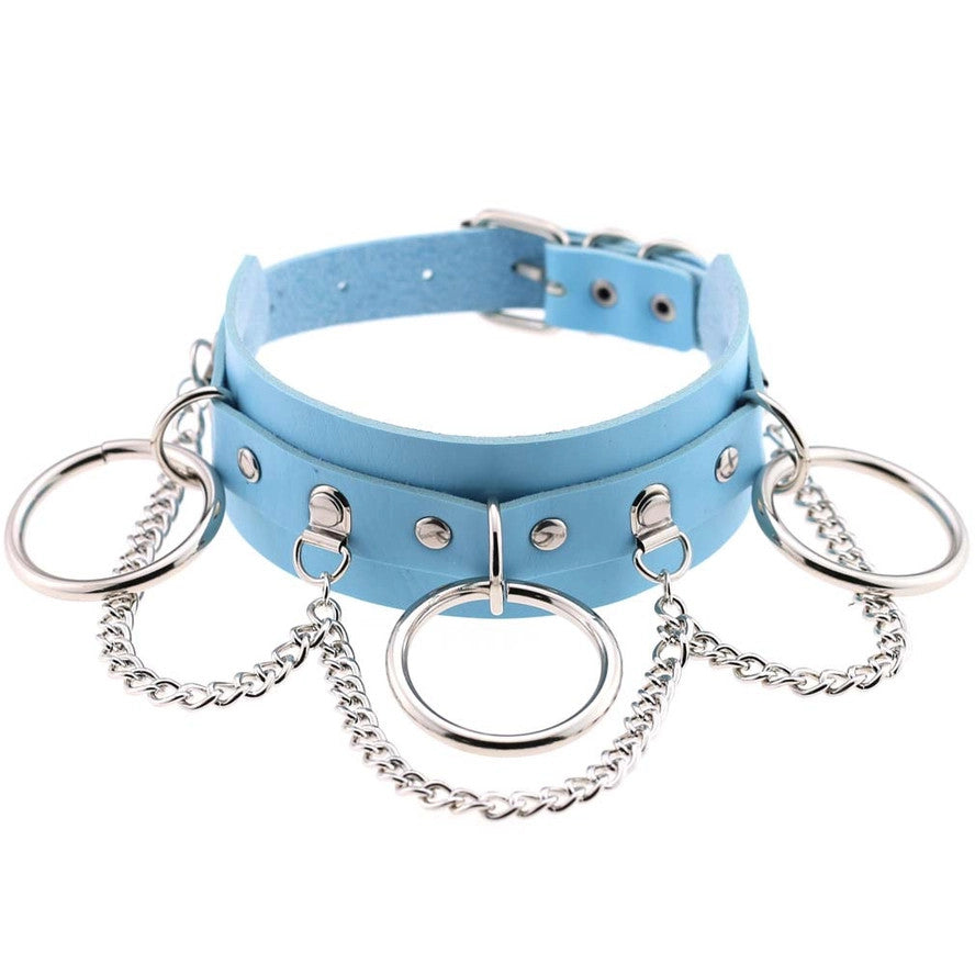 Salina: Punk Rock Collar - Silver Ring/Chains