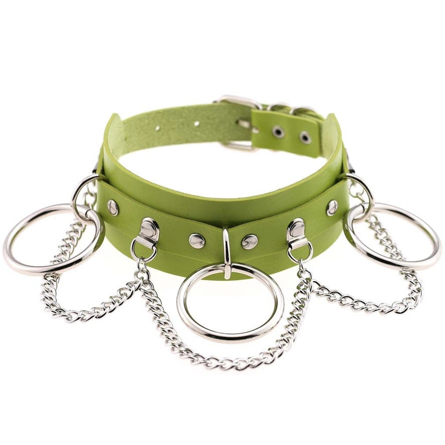 Salina: Punk Rock Collar - Silver Ring/Chains