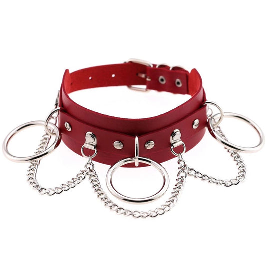 Salina: Punk Rock Collar - Silver Ring/Chains