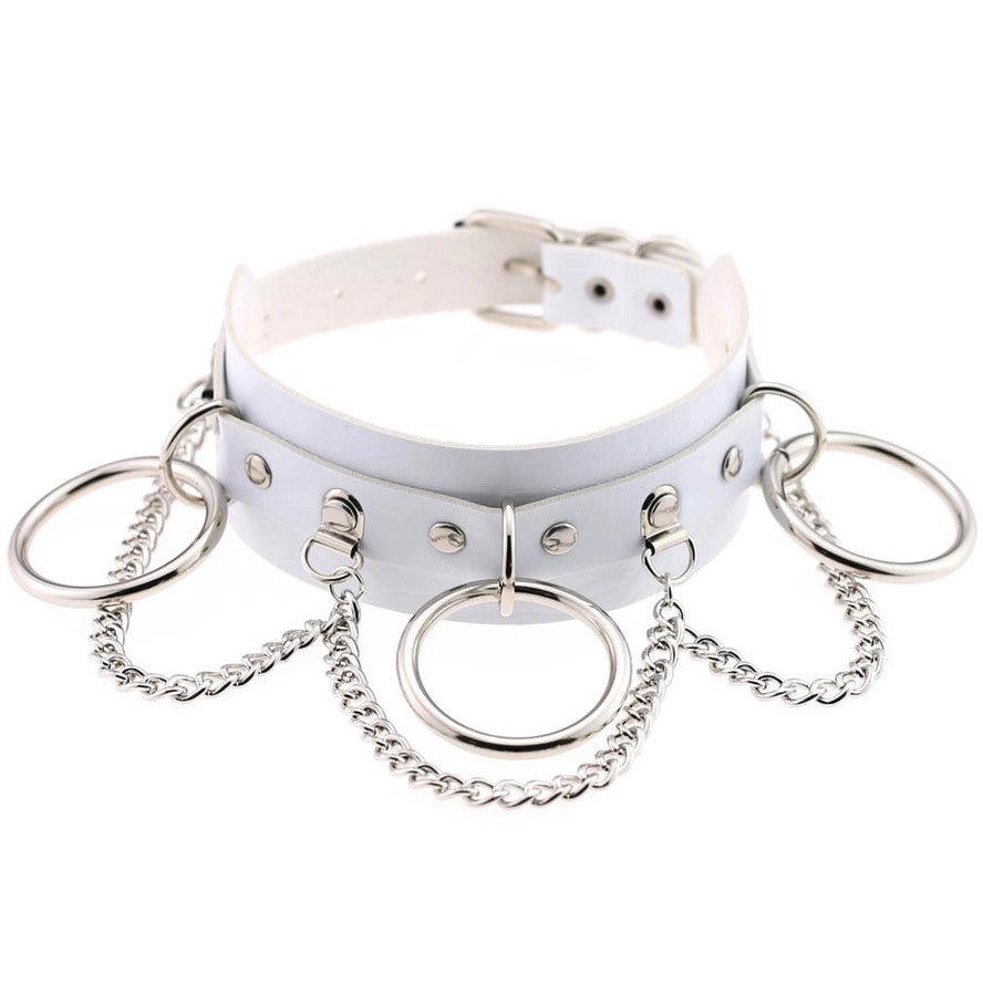 Salina: Punk Rock Collar - Silver Ring/Chains