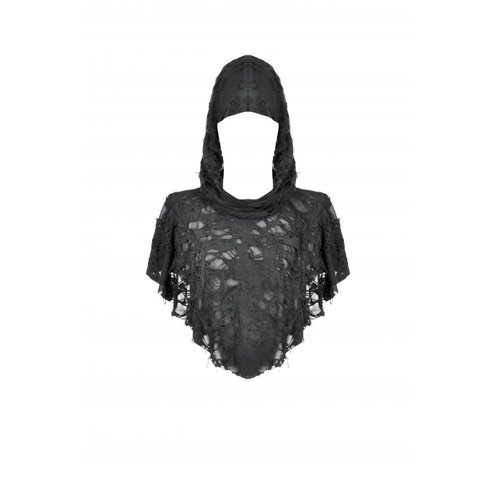 Dark In Love: Punk Shredded Assassin Draped Hooded Capelet