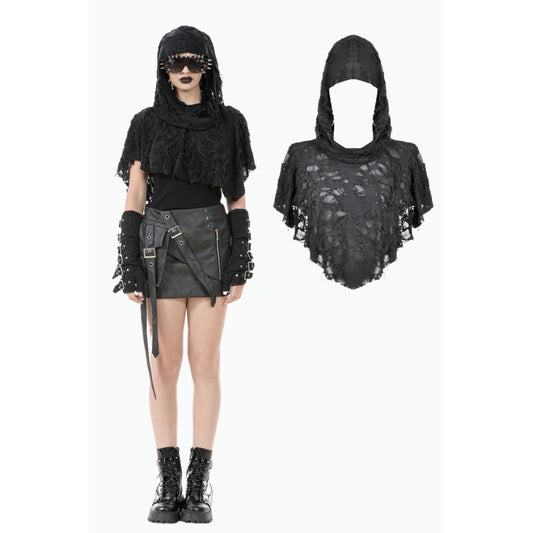 Dark In Love: Punk Shredded Assassin Draped Hooded Capelet