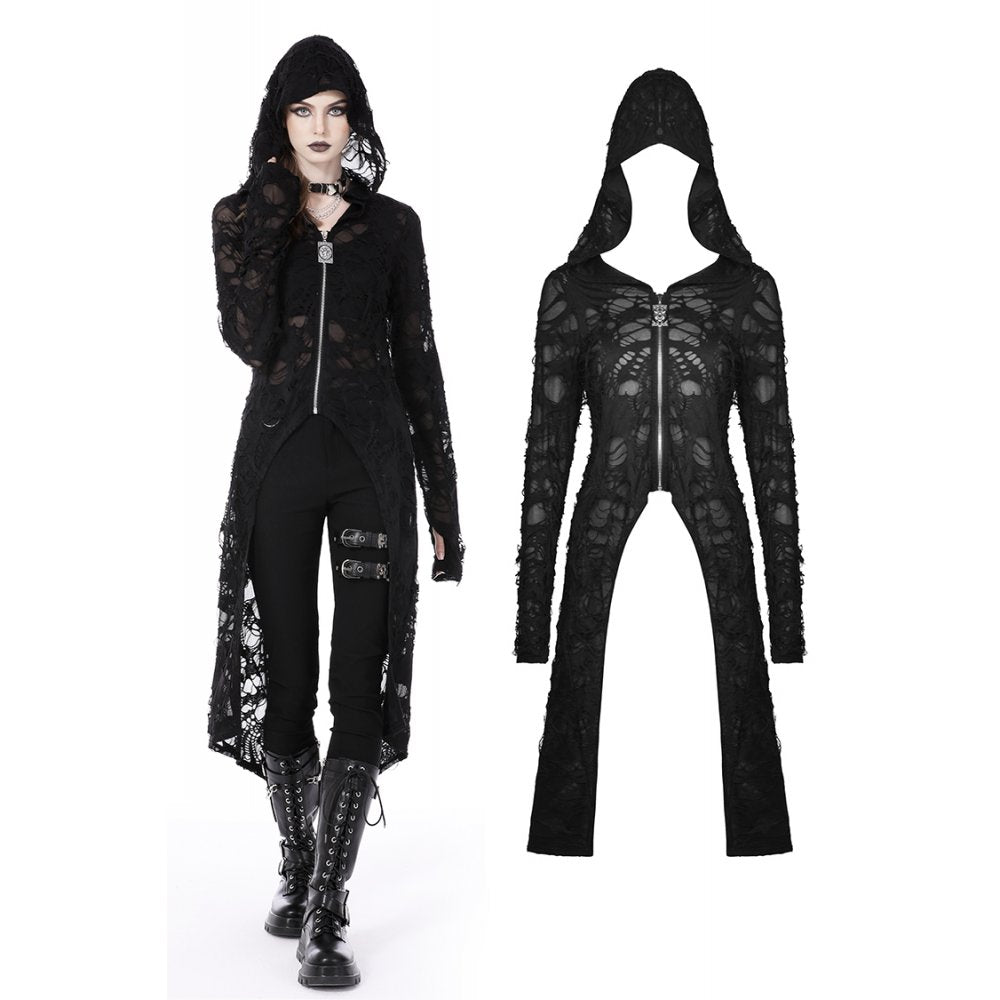 Dark In Love: Decadent Punk Ripped Long Jacket