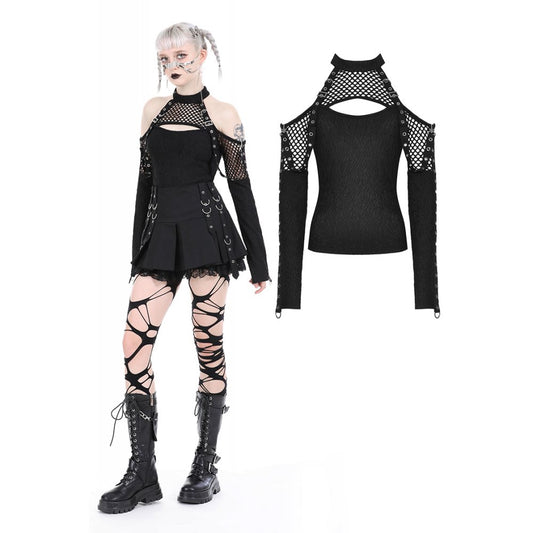 Dark In Love: Raven Net Sleeve Buckle Top