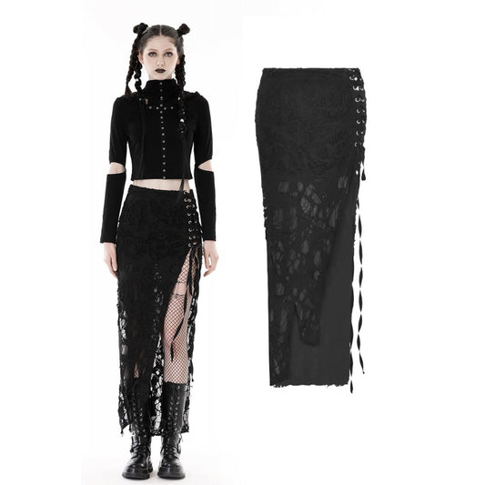 Dark In Love: Long Black Shredded Punk Skirt