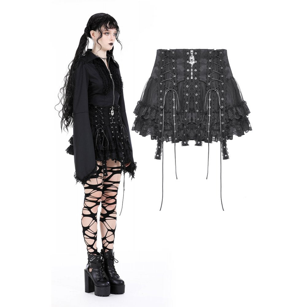 Dark In Love: Punk Tulle Eyelet Mini Skirt