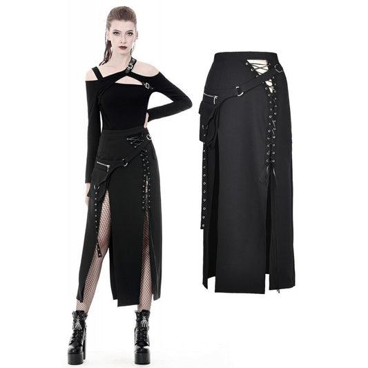 Dark In Love: Long Black Eyelet Skirt w/Slit