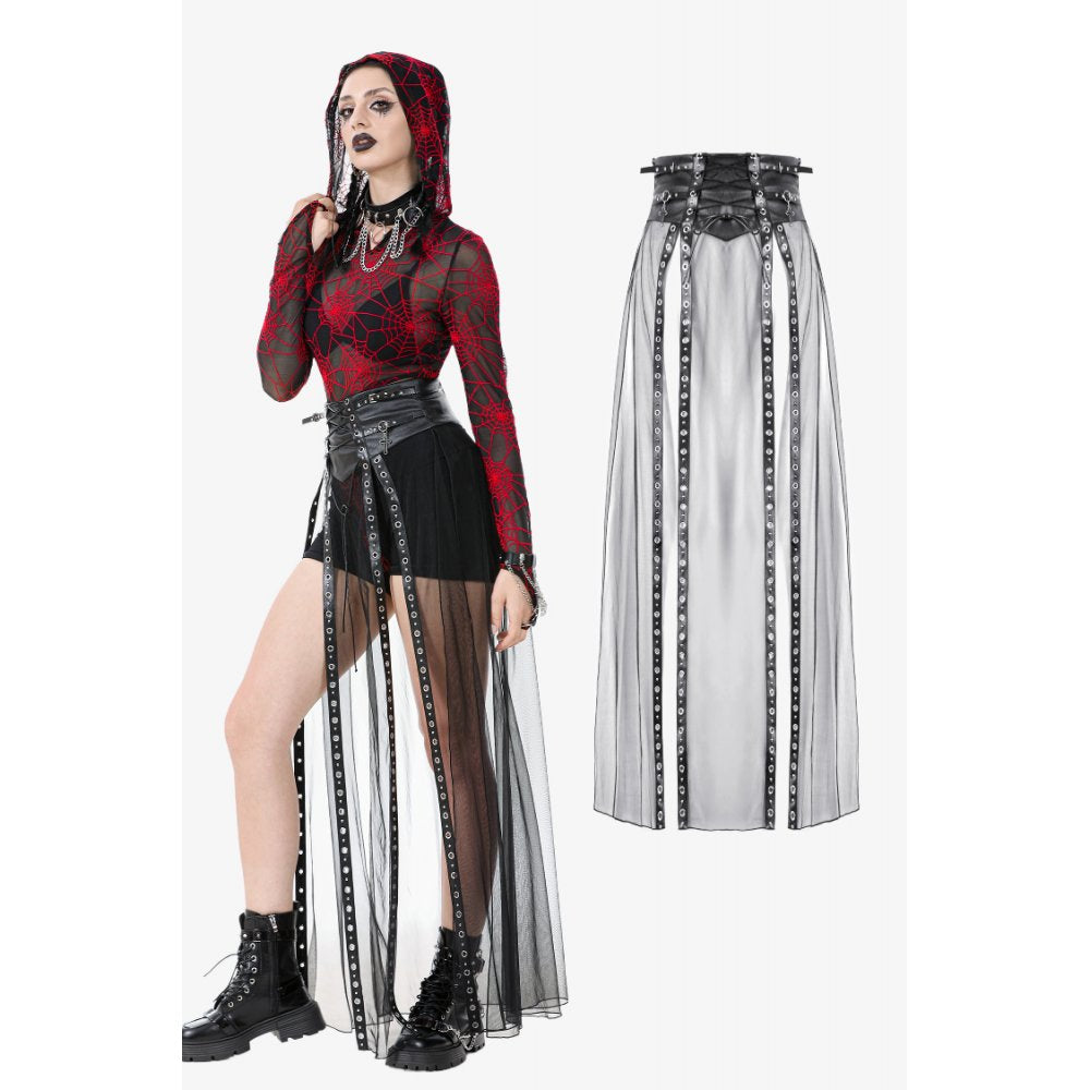 Dark In Love: Rebel Leather & Mesh Maxi Skirt