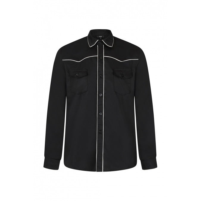 Banned: White Piping Collared Shirt