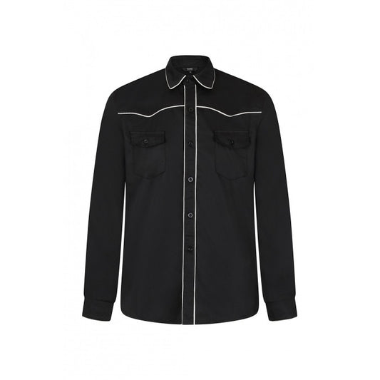 Banned: White Piping Collared Shirt